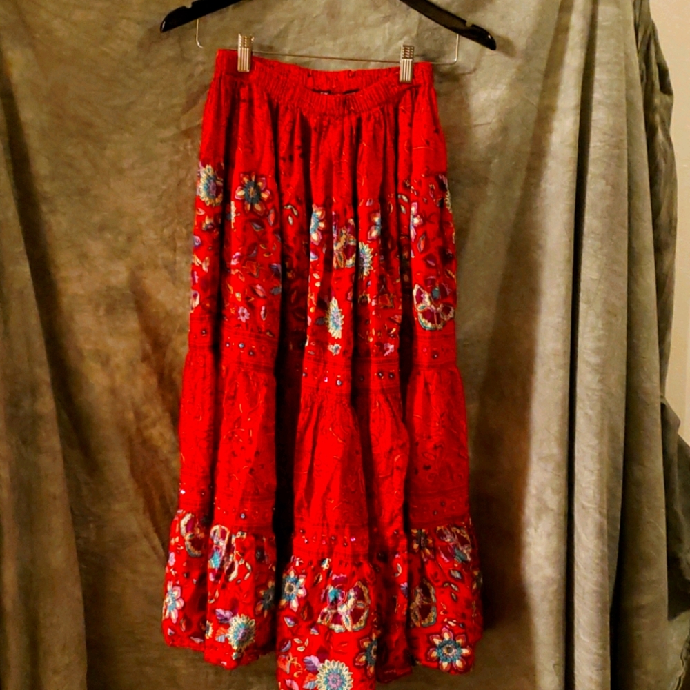 Spanish Red beaded full skirt
